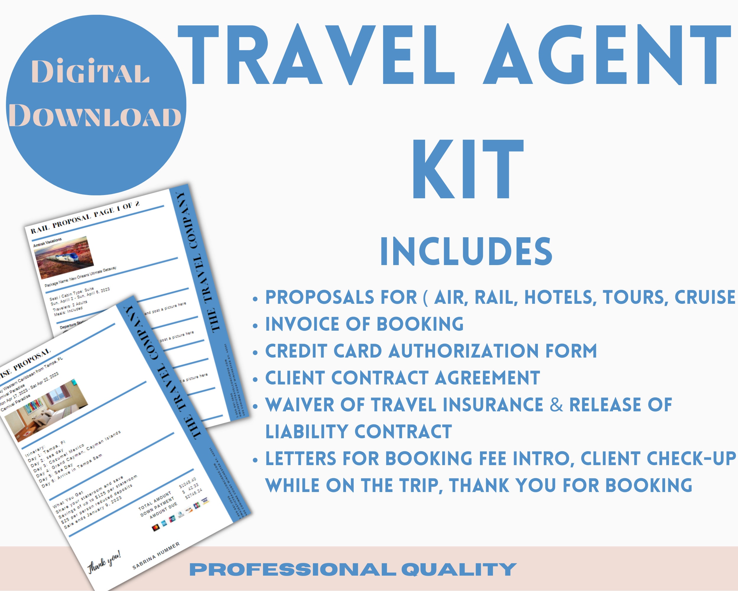 Travel Agent Emails, Proposal, Invoice, Contracts - Etsy