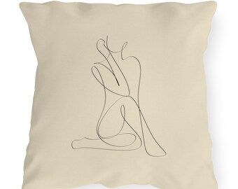 Outlined Woman Outdoor Pillows