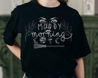 Fall T shirt, Halloween Tshirt, Unisex Heavy Cotton Tee, Moody Morning, Witchy Shirt,