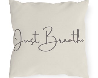 Minimalist Decorative Pillow - Just Breathe - Mindfulness pillow, meditation pillow