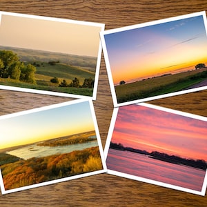 Cartes de voeux photo coucher de soleil - vierges à l'intérieur, lot de 4, 8 ou 12 avec enveloppes