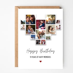 Personalisierte Foto-Collage-Karte, Foto-Collage-Karte zum 18. Geburtstag für Sie, Geburtstagskarte zum 18