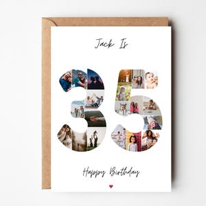 35. Geburtstag Foto-Collage-Karte, 35. Geburtstagsgeschenk, personalisierte Geburtstagskarte für Frau, 35. Geburtstagskarte für Freund, Schwester, Ehemann