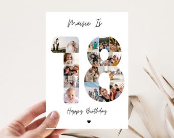 18th birthday photo collage card, Special birthday photo gift, Photo collage for Daughter ,Gift for Grandaughter 18th, 18th keepsake her