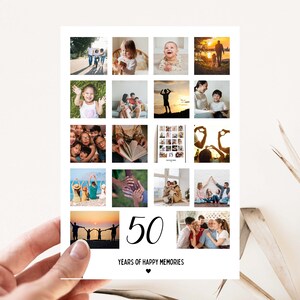 Personalised 50th birthday card for Dad, 50th birthday card for Husband, Photo collage card for friend, 50th photo collage for Wife, Her