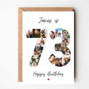 73 Foto Collage Karte, personalisierte Geburtstagskarte für Mama, Papa, 73 Geburtstagskarte für Nan, Opa, Sie