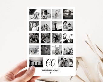 60th birthday photo collage card, 60th birthday gift, Personalised Birthday card for Dad, Sixty Years old card , 60th card for Nan , Gran