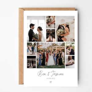 Carte de collage photo d'anniversaire personnalisée, carte de 10e anniversaire pour mari, cadeau photo de mariage, ajout de photos personnelles, cadeau d'anniversaire de femme