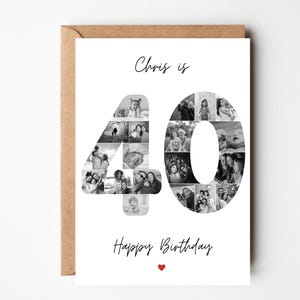 40th birthday photo collage card, 40th birthday gift, Personalised Birthday card for Husband, Forty Years old card , 40th gift for friend
