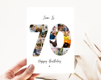 70th birthday photo collage card, 70th birthday gift for Mum, Personalised Birthday card for Dad, Seventy Years old card , 70th card for Nan