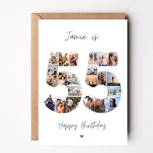 Fotokarte zum 55. Geburtstag, Geschenk zum 55. Geburtstag, personalisierte Geburtstagskarte für Frau, Foto-Collage-Karte 55., Karte zum 55. Geburtstag für Mann