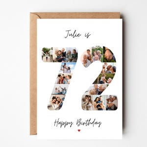 72 Foto Collage Karte, personalisierte Geburtstagskarte für Mama, Papa, 72 Geburtstagskarte für Nan, Opa, Sie