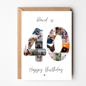 Carte de collage photo de 40e anniversaire, cadeau de 40e anniversaire, carte d'anniversaire personnalisée pour mari, carte de 40 ans, cadeau de 40e pour un ami