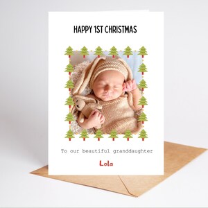 1ère carte de Noël personnalisée, carte de Noël photo, carte de Noël personnalisée pour petite-fille, première carte de Noël de bébé, fille