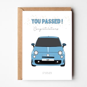Driving test card, Well done, Passed test ,Congratulations, Any name, Any date , Car card, New driver gift , You can drive, Card for son
