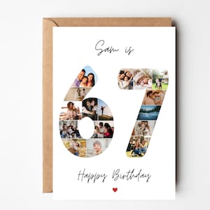 67. Geburtstagskarte, 67. Fotocollage, personalisierte Geburtstagskarte für Papa, Mama, 67. Geburtstagskarte für Nan, Opa, Sie
