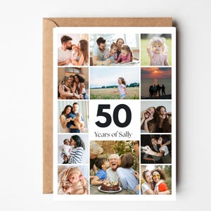 Carte de collage photo pour les 50 ans, cadeau photo spécial anniversaire, collage photo pour papa, cadeau pour mari 50e anniversaire, 50e souvenir pour maman