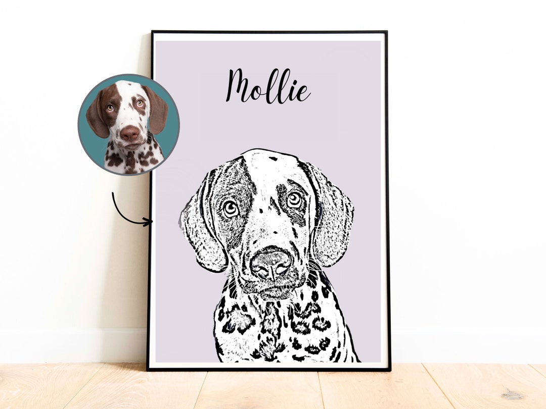 Personalised Pet Portrait Custom Sketch Illustration Print Etsy