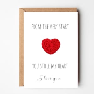 Carte personnalisée pour le 10e anniversaire, carte au crochet faite main, carte d'anniversaire pour petite amie, cadeau pour le 1er anniversaire d'une femme, carte pour 5 ans ensemble