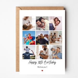 Carte de collage photo personnalisée, carte des 50 ans pour lui, carte de parents personnalisée, carte pour maman, cadeau pour papa, photos de famille, ajout de photos personnelles