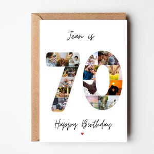 Carte de collage photo du 70e anniversaire, cadeau du 70e anniversaire pour maman, carte d'anniversaire personnalisée pour papa, carte de 70 ans, carte du 70e pour grand-mère