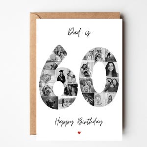 Carte de collage photo du 60e anniversaire, cadeau du 60e anniversaire, carte d'anniversaire personnalisée pour papa, carte de 60 ans, carte du 60e pour grand-mère, grand-mère