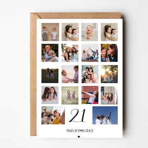 21. Geburtstag Foto Collage Karte, 21. Geburtstag Geschenk, 21. Geburtstagskarte für Enkelin, 21. Geburtstagskarte für Tochter, Sohn, Freund