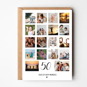 Personalisierte 50. Geburtstagskarte für Papa, 50. Geburtstagskarte für Mann, Fotocollage-Karte für Freund, 50.Fotocollage für Frau, Sie