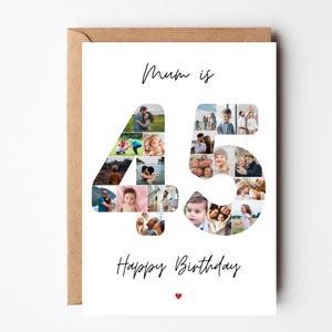 Geburtstagskarte 45, Geschenk zum 45. Geburtstag, personalisierte Geburtstagskarte für Mann, Fotocollage 45, Karte 45 für Mama, Papa, Sie