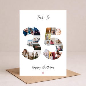 35歳の誕生日フォトコラージュカード、35歳の誕生日プレゼント、妻へのパーソナライズされた誕生日カード、友人、姉妹、夫への35歳の誕生日カード