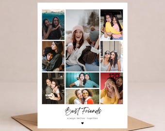 Personalised photo collage card, Best friend birthday card, Bestie gift, Birthday card for her, Card for friend, BFF card, Add own photos