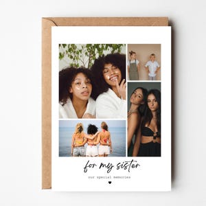 Photo collage card for Sister, Personalised birthday card for her, Birthday gift for friend, Bestie photo card, BFF gift, Add own photos