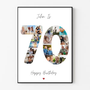70er Geburtstag Foto Collage Druck, 70er Geburtstagsgeschenk, personalisierter 70er Druck für Mama, Geschenk für Papa, personalisierter Druck für 70er Jahre für Oma, Sie