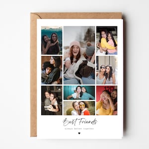 Personalised photo collage card, Best friend birthday card, Bestie gift, Birthday card for her, Card for friend, BFF card, Add own photos