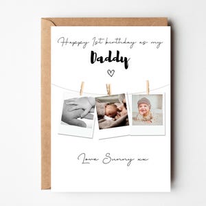 Personalisierter erster Geburtstag als Daddy Fotokarte, 1. Geburtstag als Dad Karte, Foto von Papa und Sohn, Karte vom Tochter Sohn, Karte vom Baby