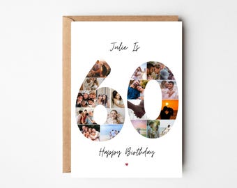 60th birthday photo collage card, 60th birthday gift, Personalised Birthday card for Dad, Sixty Years old card , 60th card for Nan , Gran