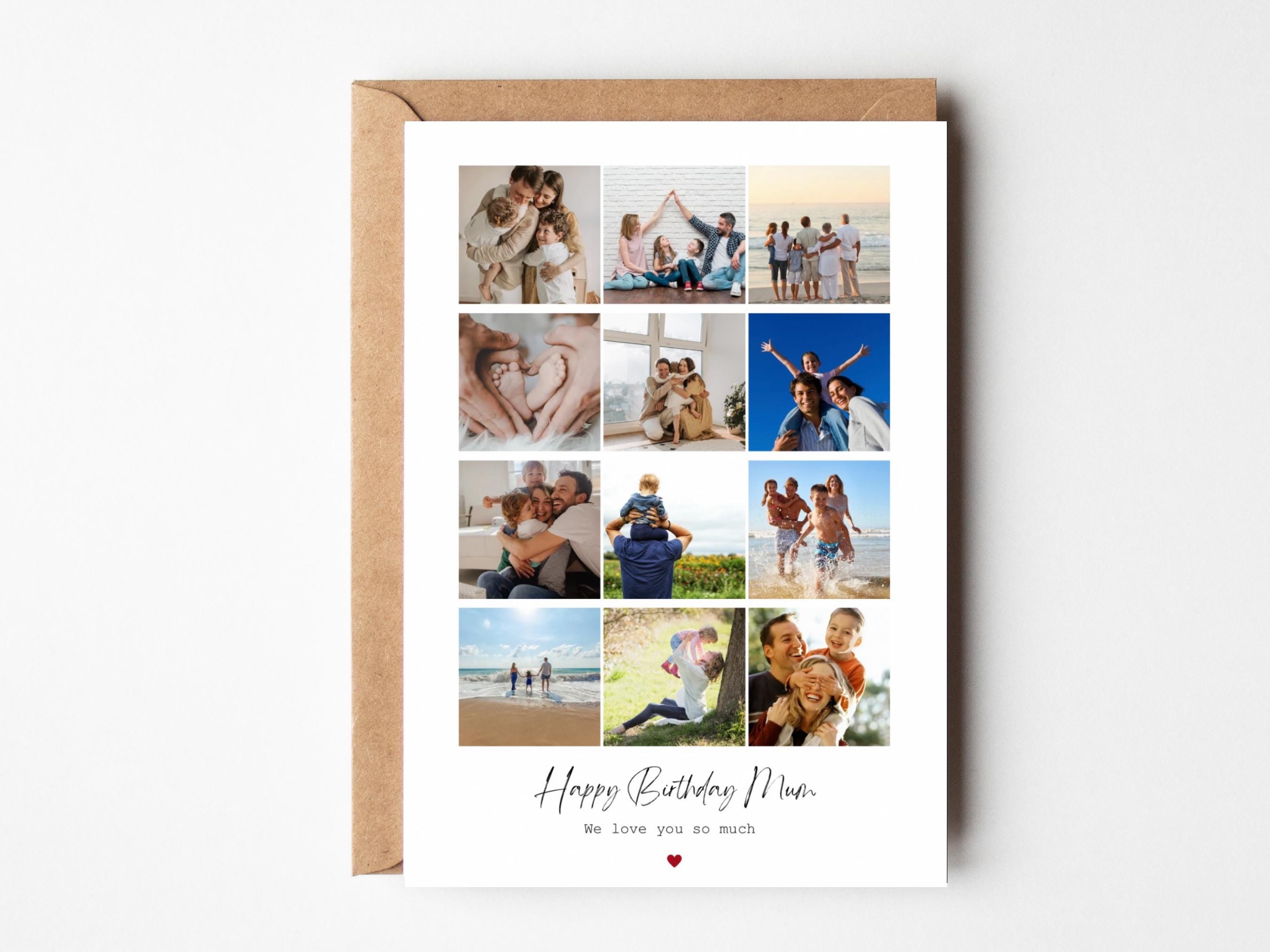 Personalised photo collage card, Family photo card, Birthday card boyfriend, Custom photo keepsake, birthday card for her, 1 year together