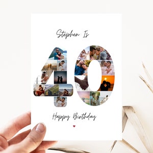40th birthday photo collage card, 40th birthday gift, Personalised Birthday card for Husband, Forty Years old card , 40th gift for friend