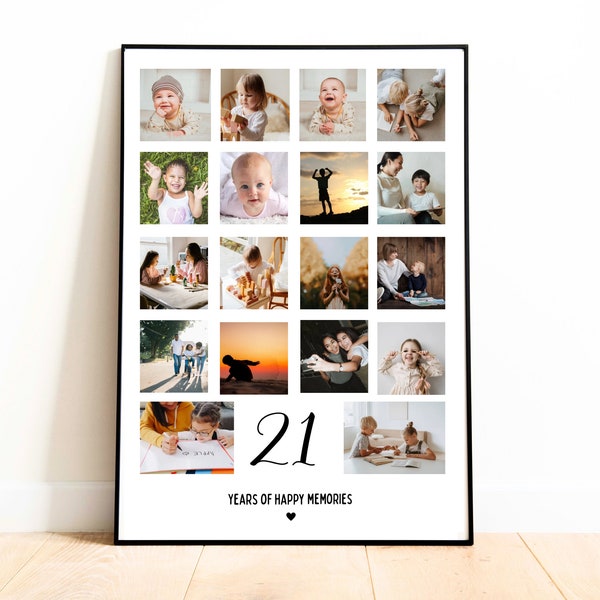 21st birthday photo collage, Personalised Special birthday gift, Daughter 21st print, 21st best friend print, Grandaughter 18th gift