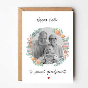 Personalisierte Osterkarte für Großeltern, Oster Fotokarte, Happy Oster Karte Nan & Grandad, Personalisierte Oster Familienkarte, Osterei Karte