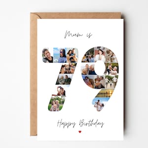 79. Geburtstagskarte, 79.Foto-Collage-Karte, personalisierte Geburtstagskarte für Papa, Mama, 79.Geburtstagskarte für Nan, Opa, Sie