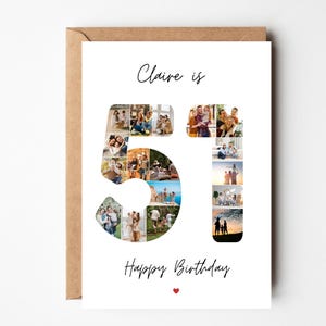 51. Geburtstag Fotokarte, 51. Geburtstagsgeschenk, 51. Geburtstagsgeschenk, personalisierte Geburtstagskarte für Frau, 51. Foto-Collage, 51 Jahr alte Karte für Mama, Papa, 51 Jahre alte Karte