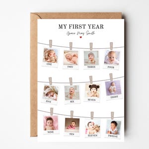 Foto-Collage Geburtstagskarte, Babys erstes Geburtstagsgeschenk, Meine Geburtstagskarte für das erste Jahr, Andenken 1 Geburtstag, Ein Jahr alte Karte für Sie