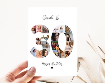 30th birthday photo collage card, 30th birthday gift, Personalised Birthday card for Wife, Thirty Years old card , 30th birthday for friend