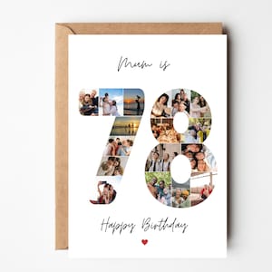 78. Geburtstagskarte, 78.Foto-Collage-Karte, personalisierte Geburtstagskarte für Papa, Mama, 78.Geburtstagskarte für Nan, Opa, Sie