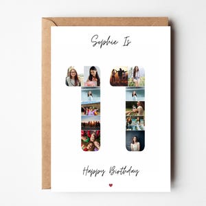 11. Geburtstag Foto Collage Karte 11. Geburtstag, Geschenk 11. Geburtstag für Enkelin, 11. Geburtstagskarte für Tochter, Sohn, Freund
