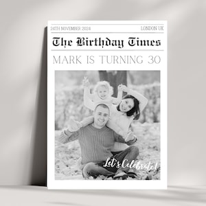Carte d'anniversaire journal, carte 30e anniversaire personnalisée pour mari, carte 30e anniversaire pour petit ami, carte d'anniversaire photo, 30e cadeau lui