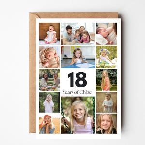 18th birthday photo collage card, Special birthday photo gift, Photo collage for Daughter ,Gift for Grandaughter 18th, 18th keepsake her