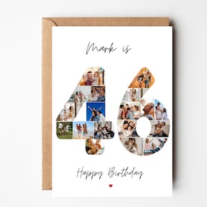 46.Geburtstag Fotokarte, 46.Geburtstagsgeschenk, personalisierte Geburtstagskarte für Ehemann, 46.Foto-Collage-Karte, 46 Jahre alte Karte für Mama, Papa