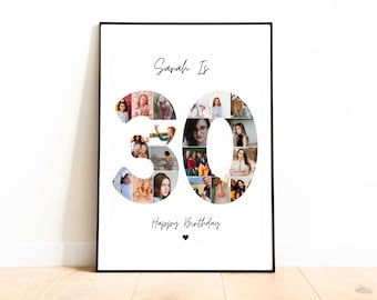 30th birthday photo collage print,  30th birthday gift, Personalised print for friend, 30th birthday gift for Sister , Best friend , BFF